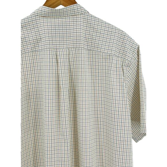 Cabbala’s Button-down Plaid Men's Shirt Short Sleeve Cream Brown Tan XLarge - Picture 7 of 11